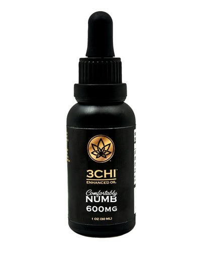 Bottle of 3Chi Delta 8 oil tincture, for a soothing, calming, or relaxing effect. Delta 8 oil tincture for sleep, Delta 8 oil tincture for relaxing, Delta 8 oil tincture for anxiety.