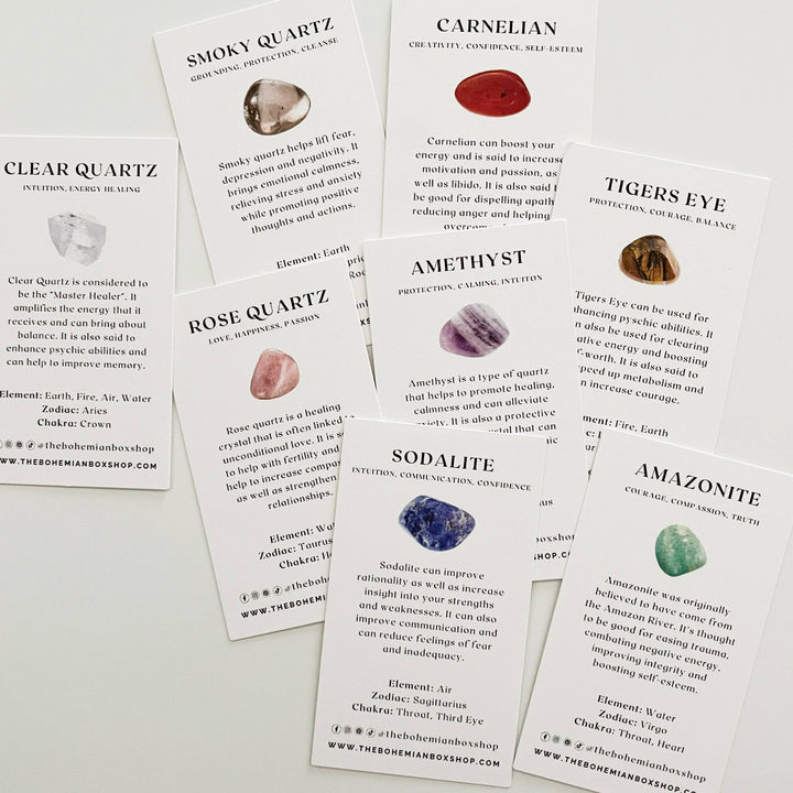 Clear Quartz Tumbled Crystal with Information Card – The Botanica Boutique for Free Printable Crystal Information Cards