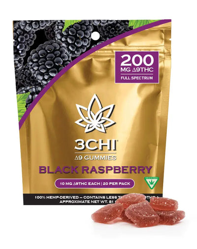 Bag of 3Chi THC gummies, for a soothing, calming, or relaxing effect. THC gummies for sleep, THC gummies for relaxing, THC gummies for anxiety.