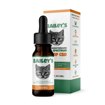 Bottle of Bailey’s Full-Spectrum Hemp CBD Oil for cats