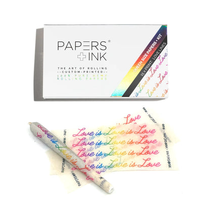 Papers+Ink premium Love Lines rolling papers kit. Love is Love, organic, hemp rolling papers.