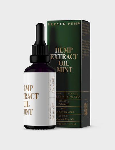Bottle of Hudson Hemp CBD hemp oil.